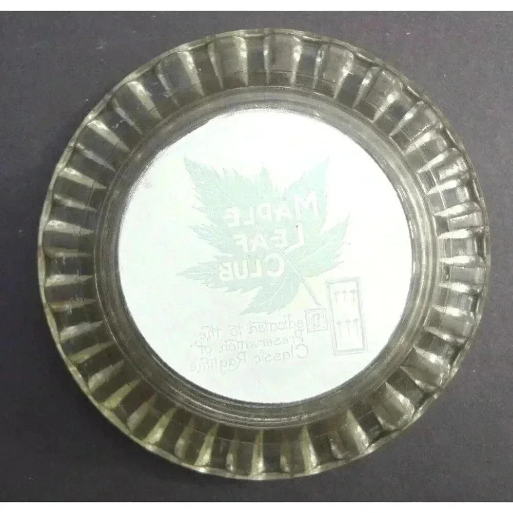 RARE Vintage MAPLE LEAF CLUB Clear Glass Ashtray